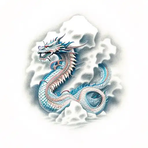 Half Man And Half Dragon Stand On The Cliff