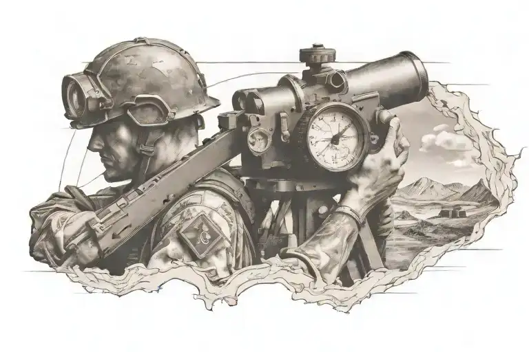 A Military With A Theodolite