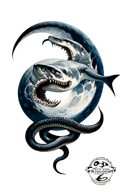 Shark Moon And Snake