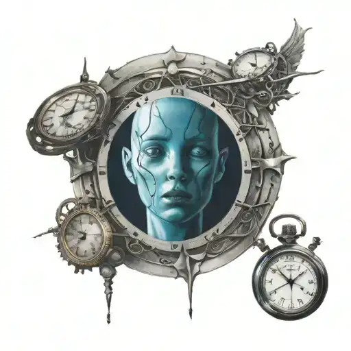 Girl With Dark Eyes And Dr Manhattan's Clock Reflected In Them