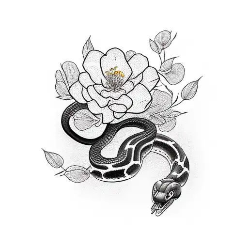 Black Snake With Cherry Blossoms