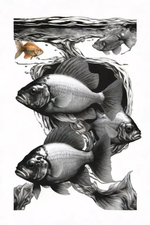 Black And White Beta Fishes Swimming