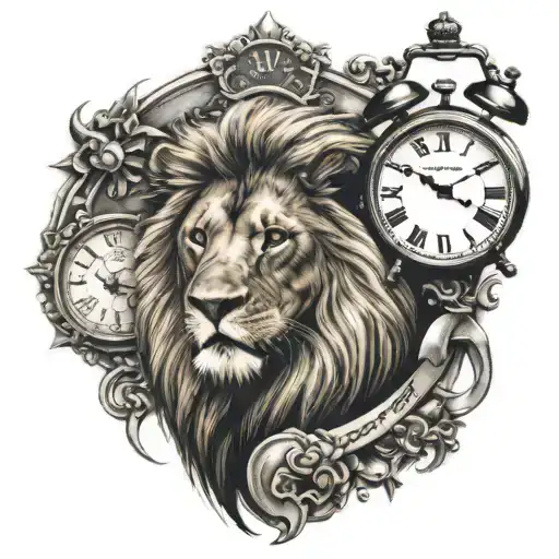 Lion And Roman Numeral Clock
