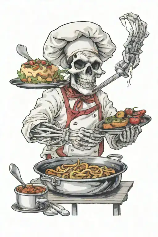 Skeleton Chef Cooking Up A Storm