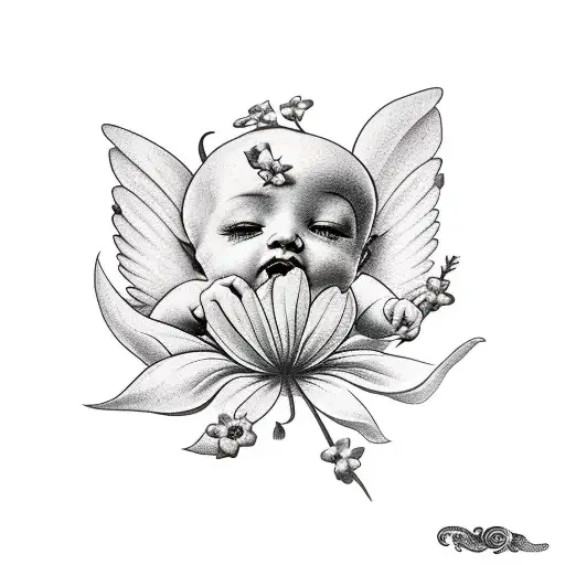 Cherub With Forget-me-nots