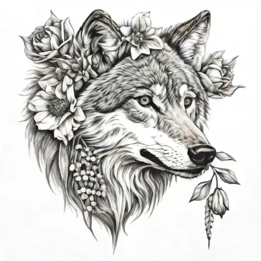 Wolf And Flower