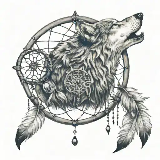 Wolf And Dream Catcher