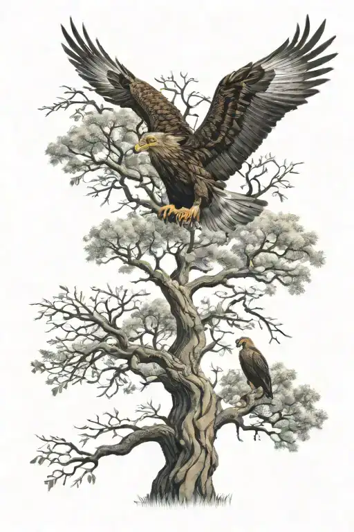 Tree Of Life With Golden Eagle