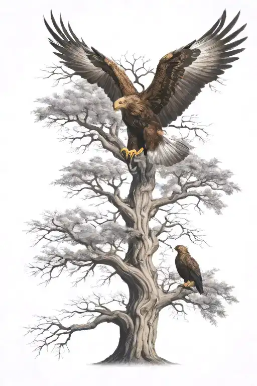 Tree Of Life With Golden Eagle