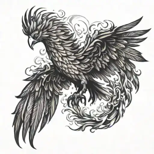 Phoenix Bird Coming Out Of The Fire