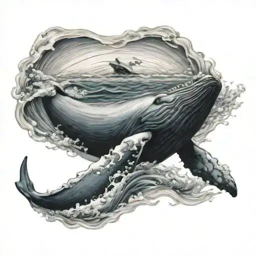 Whale Shows Tail Out Of Water