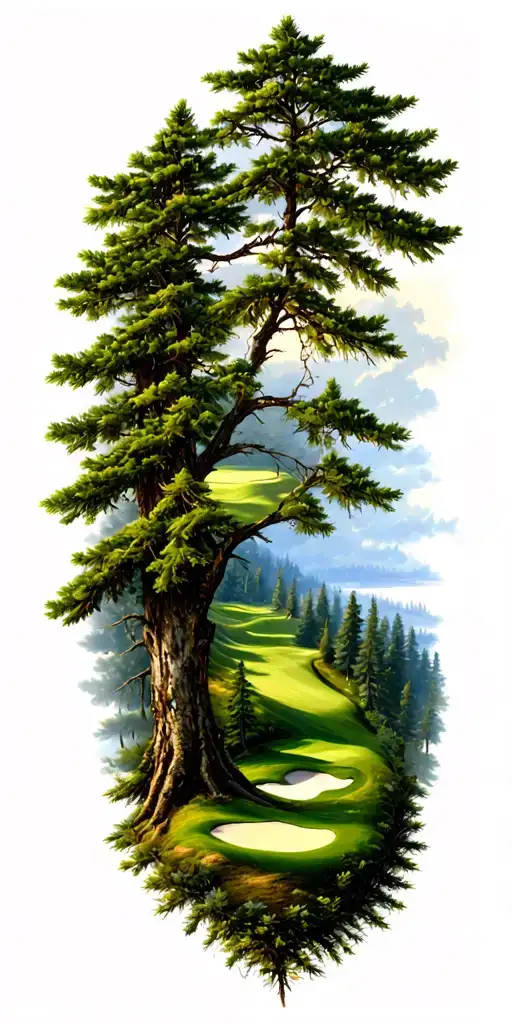 Pine Forest Wrap Around Tree Golf Course Family