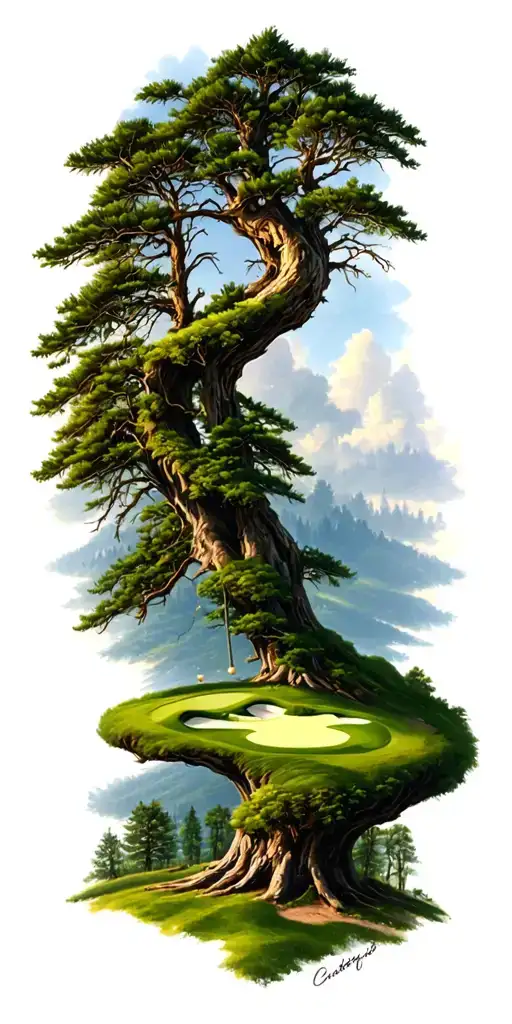 Pine Forest Wrap Around Tree Golf Course Family