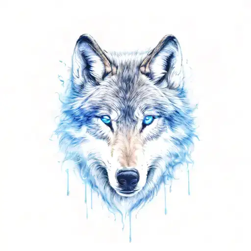Wolf Head With Glowing Blue Eyes And A Smoke Trail