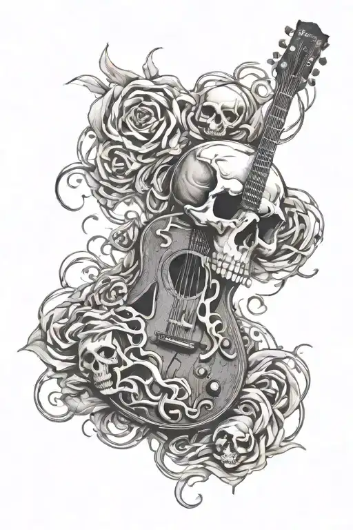 Skull Fire Guitar Intertwined