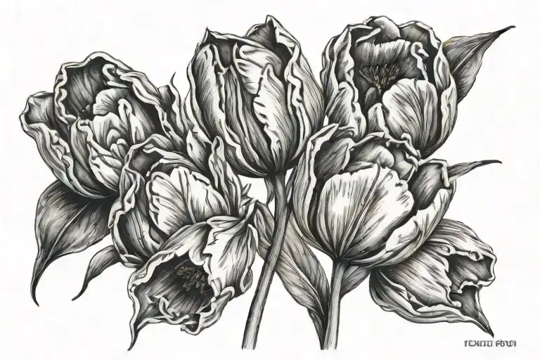 Floral Tulips Design With Text