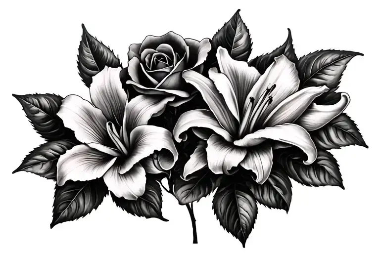 Music And Roses And Lillies Growing