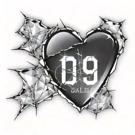 Broken Glass Heart Shape With 19 Written Inside