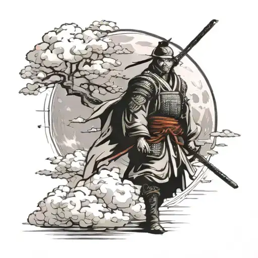 Moon Rising Samurai Walk Clouds Of Wanders