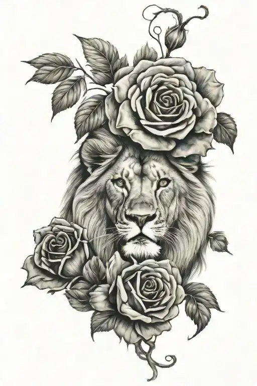 Lion And Rose