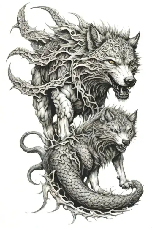 Wolf And Dragon Wrapped