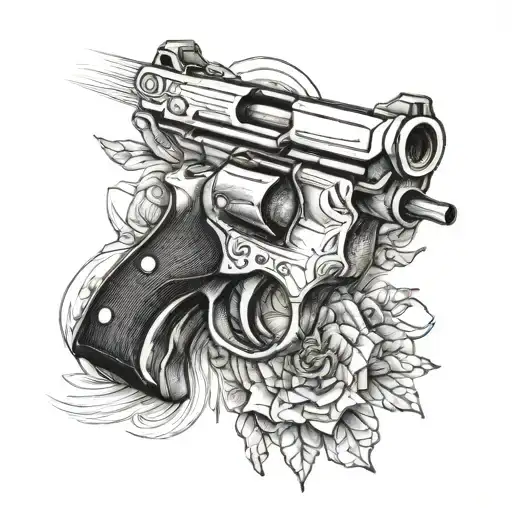 Gun In Line Drawing