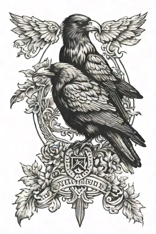 Dutch Veteran Logo Surrounded By Crow Sitting