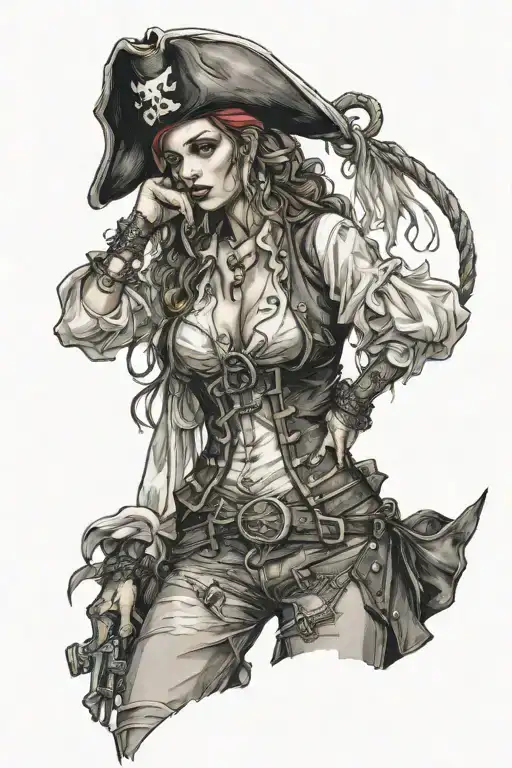 Sexig Pirate Woman Standing Posing