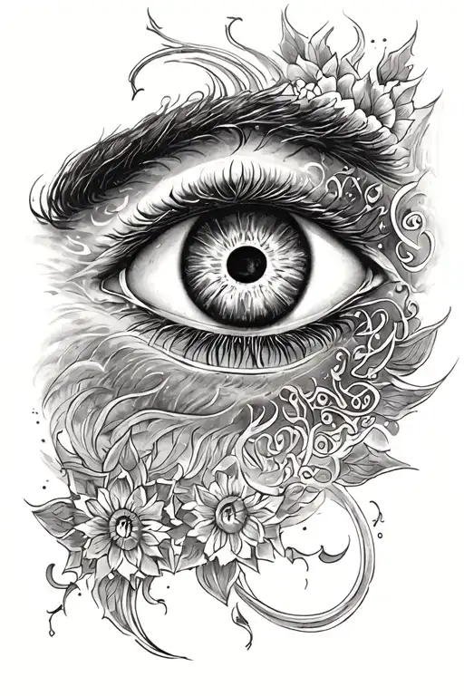 Persian Tattoo That Includes The Evil Eye And Farvahar For A Man That Has A Lot Of Detail