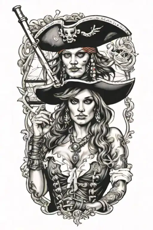 Super Real Sexig Pirate Woman Standing Posing