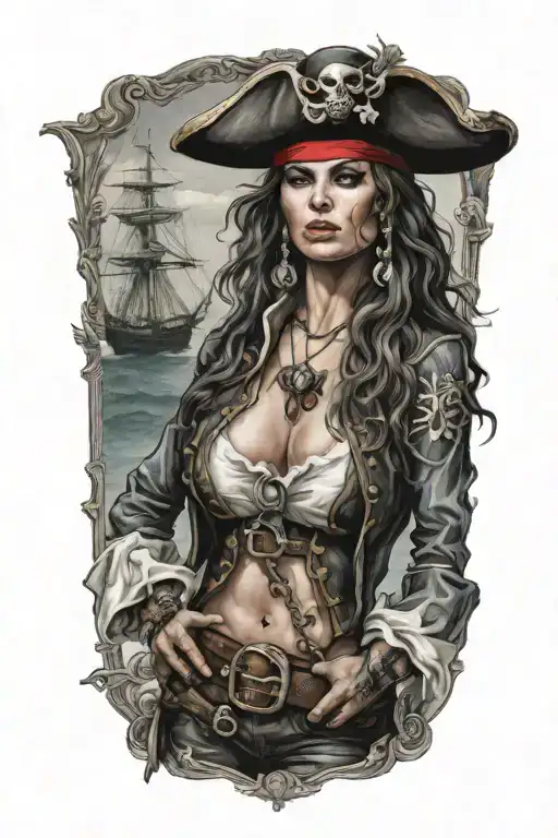 Super Real Sexig Pirate Woman Standing Posing