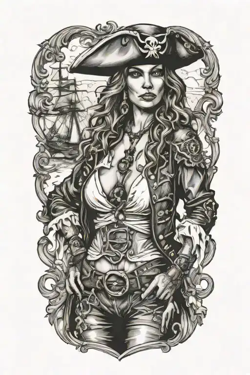 Super Real Sexig Pirate Woman Standing Posing