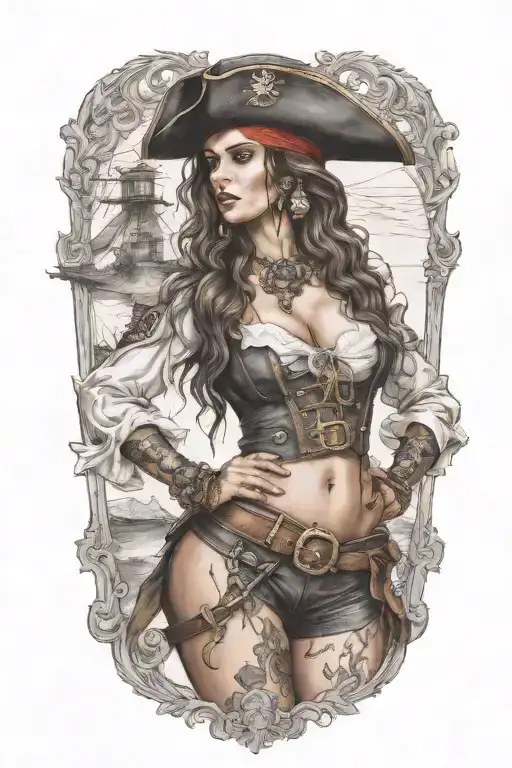 Super Real Sexig Pirate Woman Standing Posing