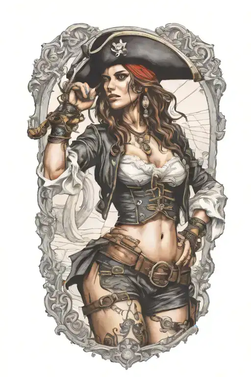 Super Real Sexig Pirate Woman Standing Posing