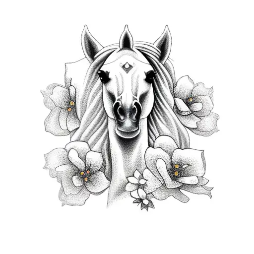 Arabian Horse With Flowers