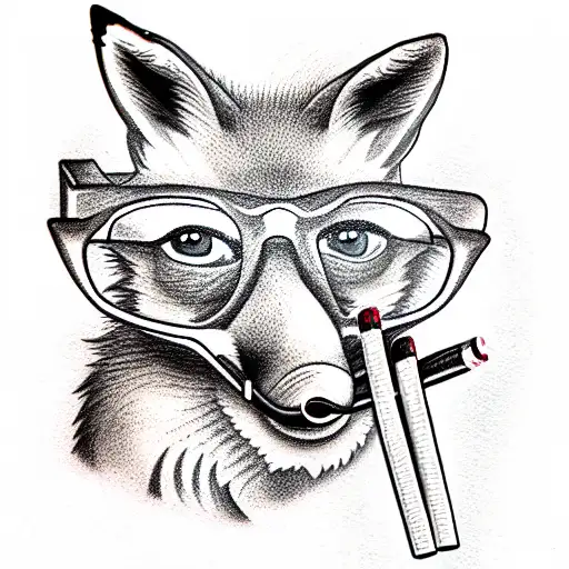 A Fox With Glasses And A Cigarette In His Mouth