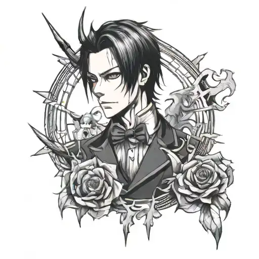 Sebastian From Black Butler With His Demon Sign