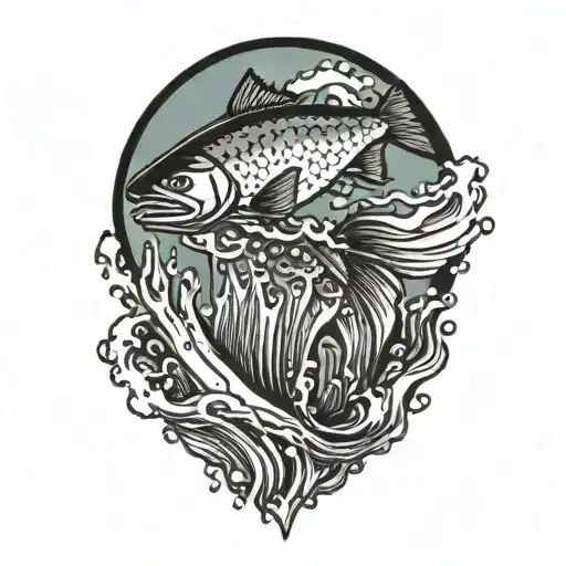 Salmon Jumping Out Of Water Symbol