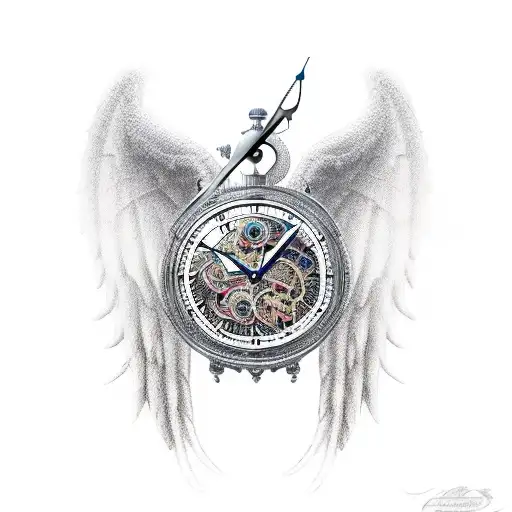 Angel And Dragon With Clock