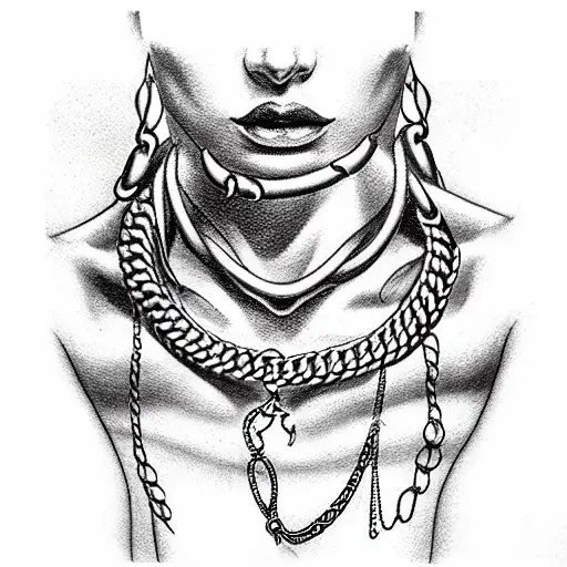 Rings In The Form Of Chains On The Collarbone