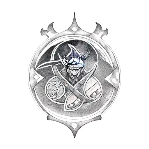 4 Vikings On A Boat Looking At The Moon