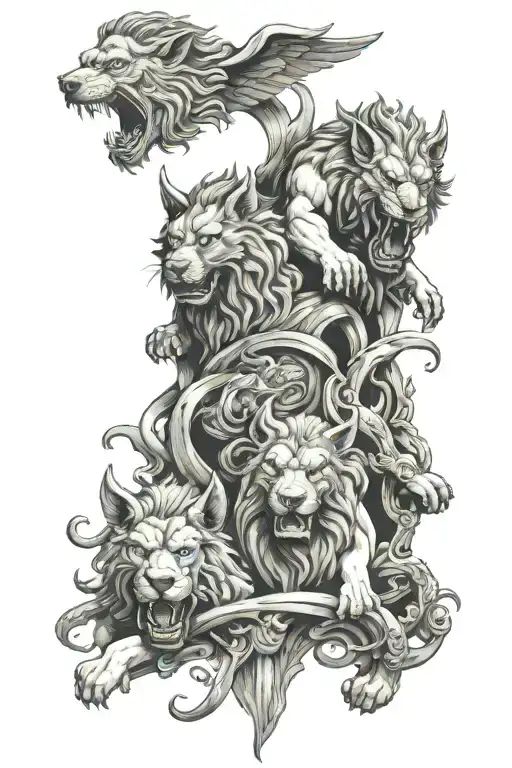 Cerberus And Hades With Medusa And Zeus Y Poseidon