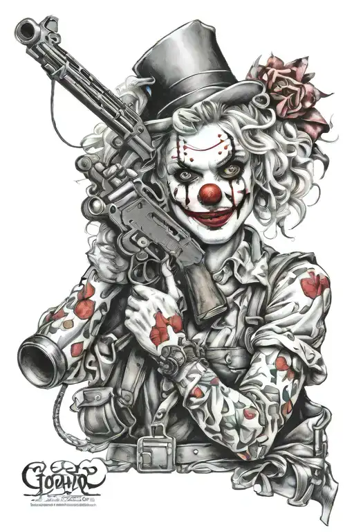 Clown Girl Gun Intertwined