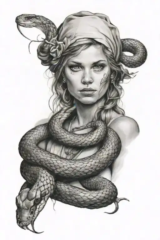 Russian Girl With A Snake