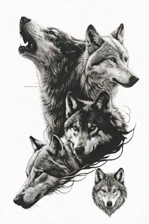 Two Wolf White And Black Compas Women