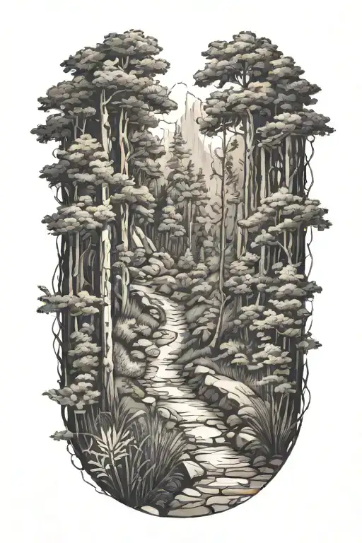 A Hiking Trail Leading Through A Forest