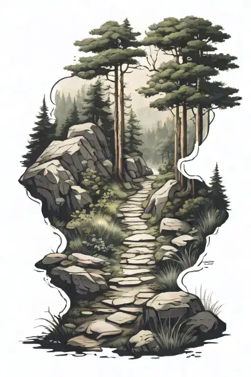 A Hiking Trail Leading Through A Forest
