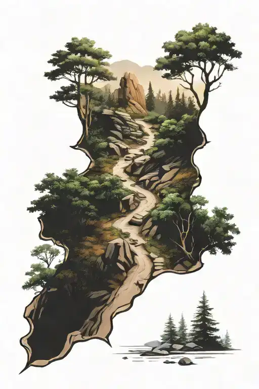 A Realistic Hiking Trail Leading Through A Forest