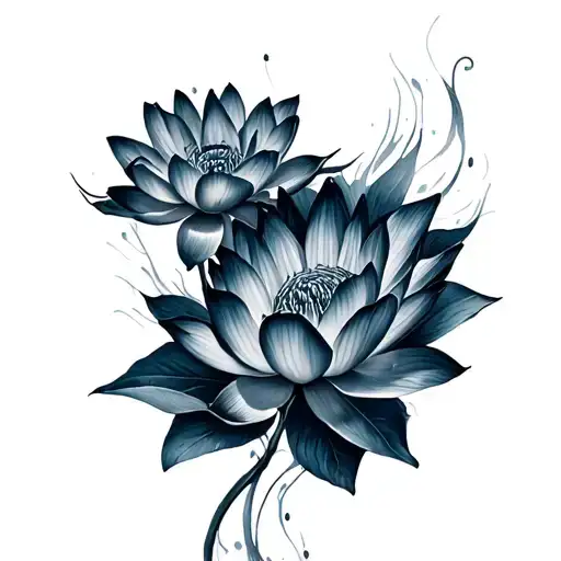 Two Dark Lotus Flowers Bursting