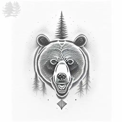 Bear With Grin In The Forest